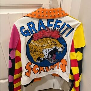 Colorful Graffiti Leather Jacket